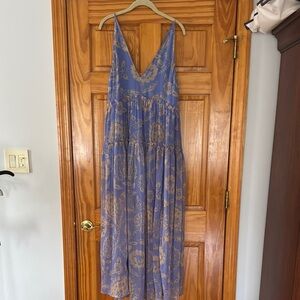 Free People Backless Blue and Tan Dress